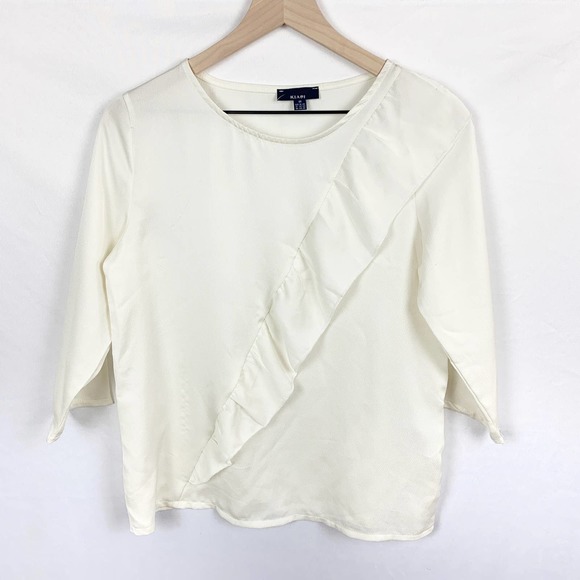 Kiabi White Long Sleeve Blouse with Ruffle Detail - Picture 1 of 8